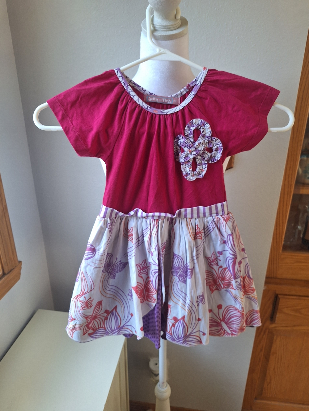Jelly The Pug Fuchsia and Lavender Floral Dress